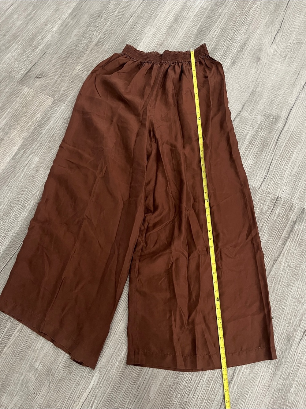 Wide Leg Brown Silk Pants - Picture 2 of 7